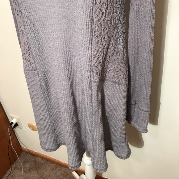 Anthropologie by Eloise Gray Lace Tunic Style Top Long Sleeve Waffle Knit XS - Picture 6 of 16